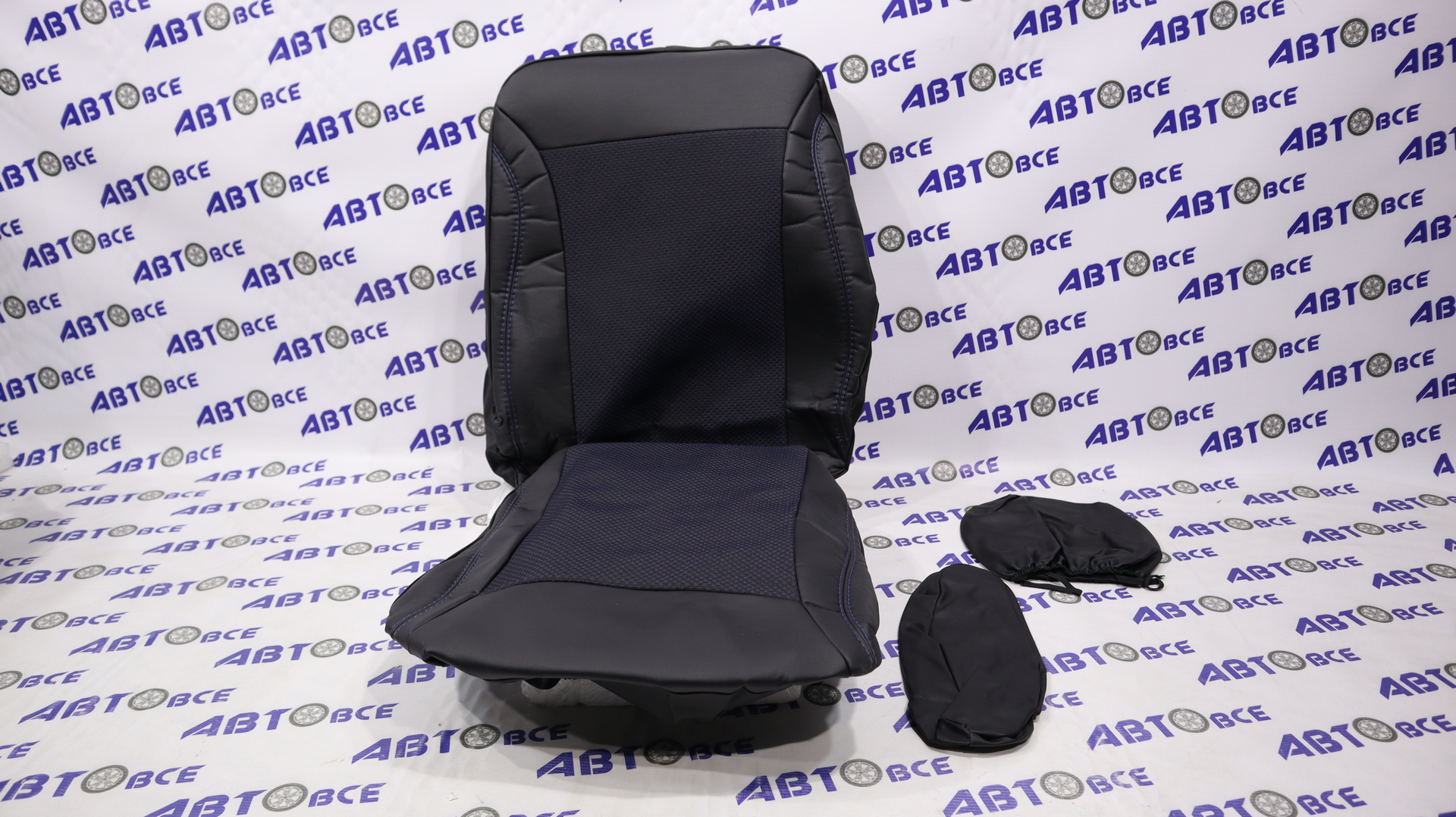 Чехлы сидений ATOM VAN JACQUARD 2+1 черный/темно-синий/синий экокожа+жаккард CAR FASHION